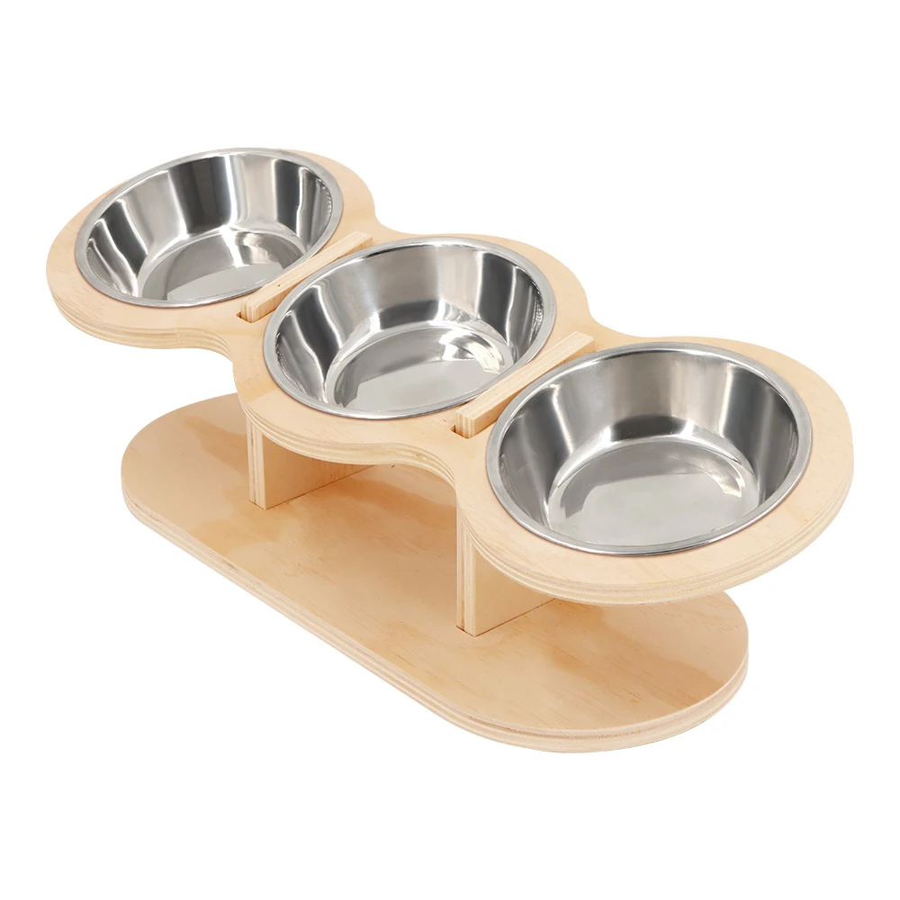 Cat 3 Bowls in 1 Feeder Feeding & Watering Supplies Food Bowl 15-Degree Tilt Raised Puppy 3 Stainless Steel Bowls Wood Brackets Cat 3 Bowls in 1 Feeder Feeding & Watering Supplies Food Bowl 15-Degree Tilt Raised Puppy 3 Stainless Steel Bowls Wood Brackets