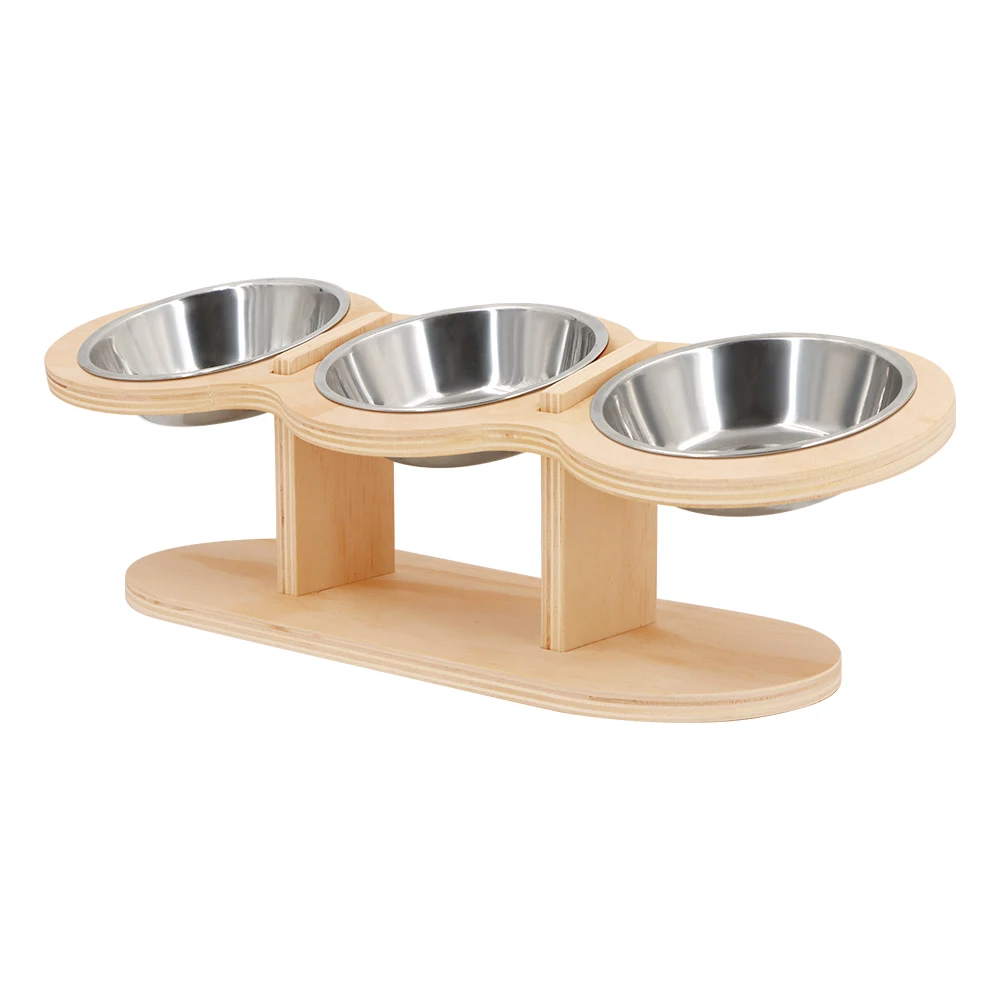 Cat 3 Bowls in 1 Feeder Feeding & Watering Supplies Food Bowl 15-Degree Tilt Raised Puppy 3 Stainless Steel Bowls Wood Brackets Cat 3 Bowls in 1 Feeder Feeding & Watering Supplies Food Bowl 15-Degree Tilt Raised Puppy 3 Stainless Steel Bowls Wood Brackets