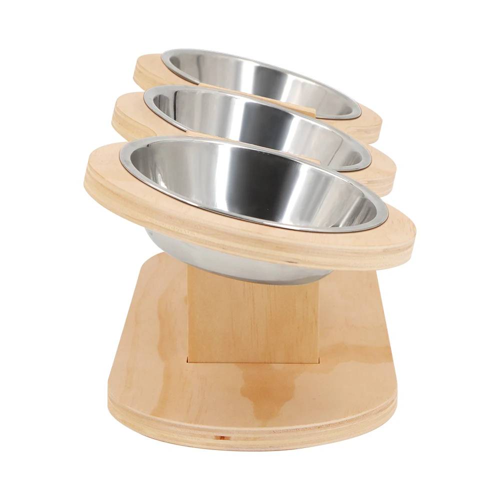 Cat 3 Bowls in 1 Feeder Feeding & Watering Supplies Food Bowl 15-Degree Tilt Raised Puppy 3 Stainless Steel Bowls Wood Brackets Cat 3 Bowls in 1 Feeder Feeding & Watering Supplies Food Bowl 15-Degree Tilt Raised Puppy 3 Stainless Steel Bowls Wood Brackets