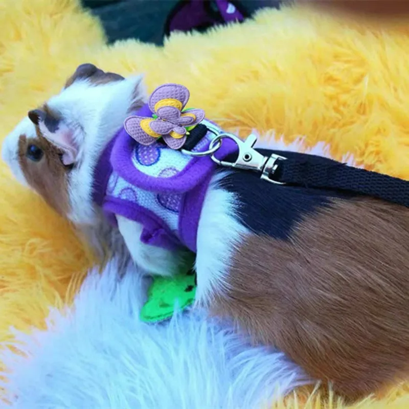 Hamster Harness Vest Adjustable Leash Set with Bowknot for Pet Rabbits Guinea Pig Chinchilla Ferret Small Animal Accessories