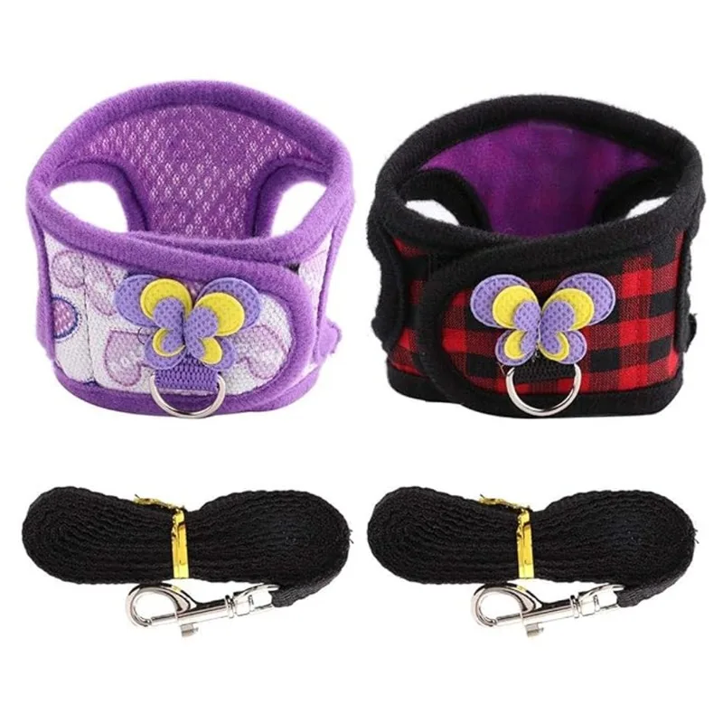 Hamster Harness Vest Adjustable Leash Set with Bowknot for Pet Rabbits Guinea Pig Chinchilla Ferret Small Animal Accessories