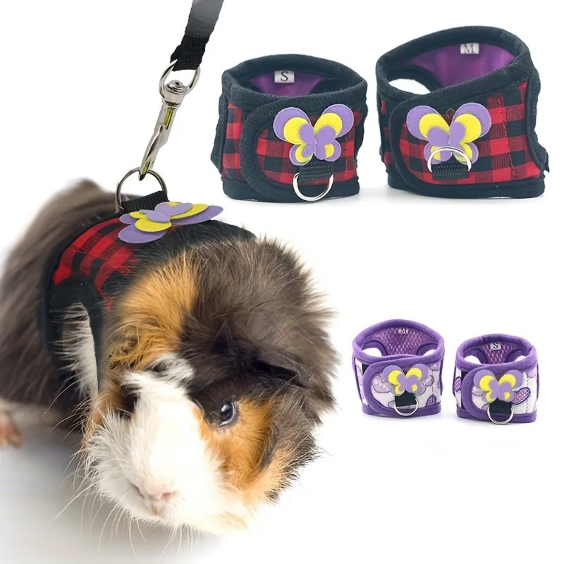 Hamster Harness Vest Adjustable Leash Set with Bowknot for Pet Rabbits Guinea Pig Chinchilla Ferret Small Animal Accessories