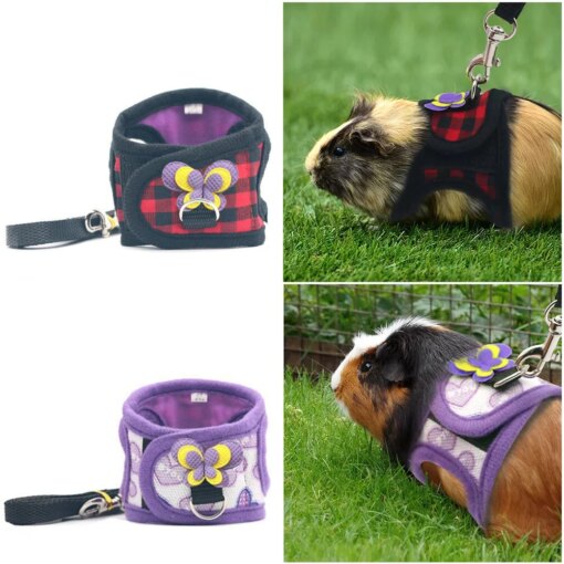 Pettorina con Guinzaglio e Fiocco Regolabile per Criceti, Conigli, Cavie e Piccoli Animali - immagine 3