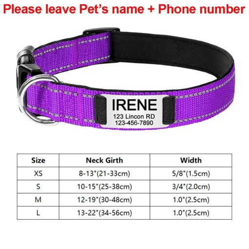 Collare Personalizzato per Cani e Gatti con Incisione, Riflettente e Regolabile - immagine 4