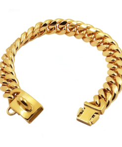 Alternative view of Collare a Catena Cubana per Cani in Acciaio Inox - Oro/Argento - 14mm