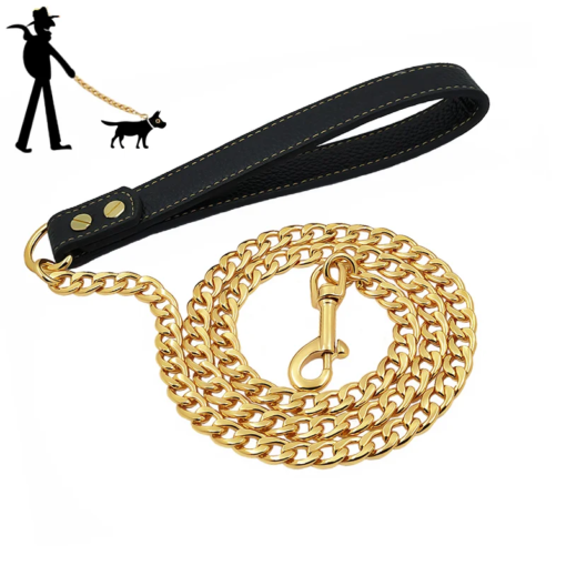 Guinzaglio per Cani in Acciaio Inox Dorato - Resistente e Elegante