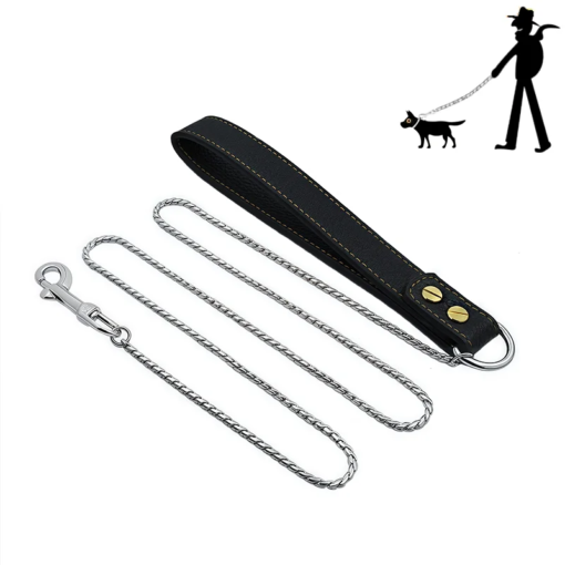 Guinzaglio a Catena in Acciaio Inox Oro/Argento per Cani Taglia Piccola/Media - immagine 6
