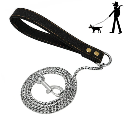 Guinzaglio a Catena in Acciaio Inox Oro/Argento per Cani Taglia Piccola/Media - immagine 3