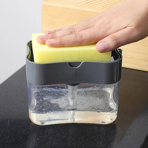 Dispenser Sapone Cucina con Porta Spugna Integrato