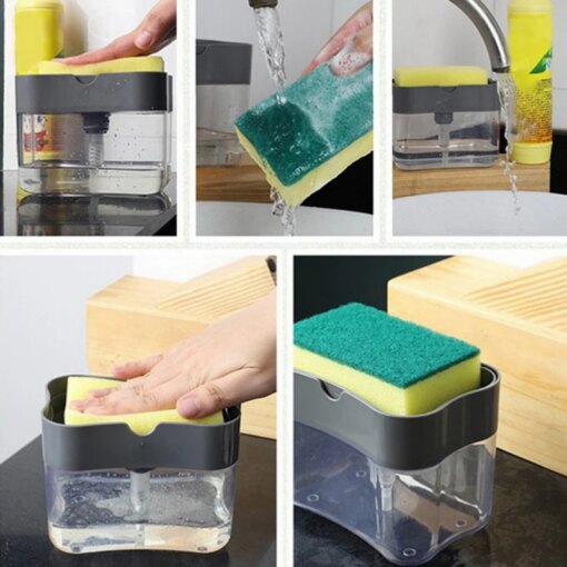 Dispenser Sapone Cucina con Porta Spugna Integrato - immagine 4