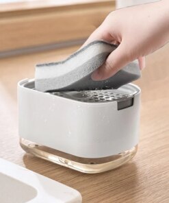 Dispenser Sapone Cucina con Portasponge Integrato