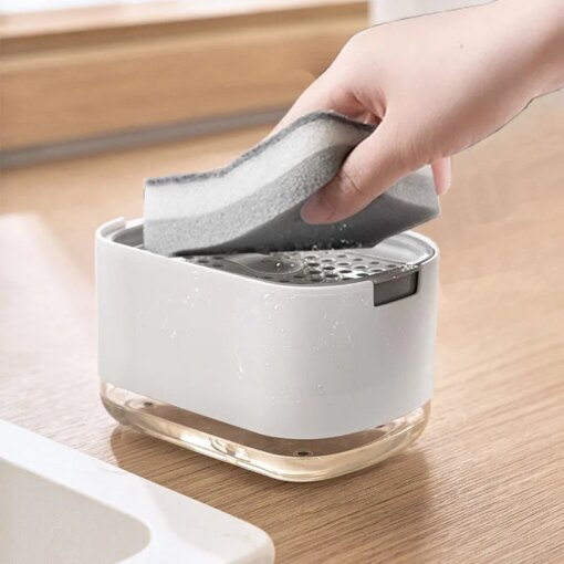 Dispenser Sapone Cucina con Portasponge Integrato