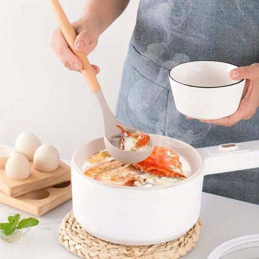 Set 12 Utensili Cucina Silicone e Legno Antiaderenti Resistenti al Calore - immagine 4