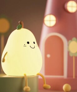 Lampada da Notte Ricaricabile USB a Forma di Pera in Silicone con Sensore Touch, Telecomando e 7 Colori LED - Ideale per Bambini