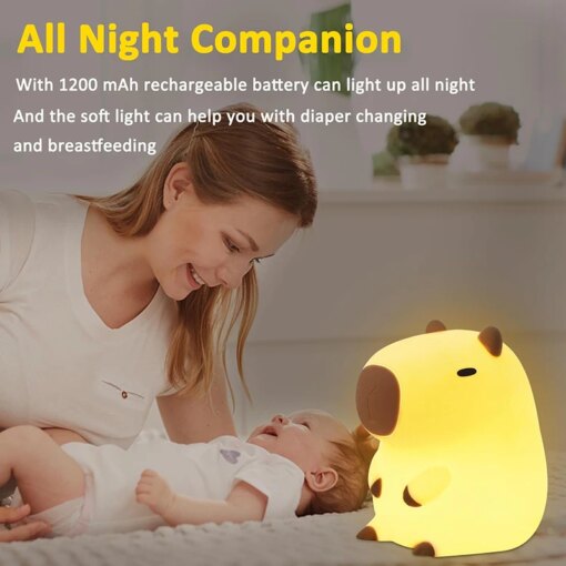Lampada Notturna Capibara in Silicone per Bambini, Ricaricabile USB - immagine 6