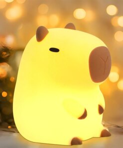 Lampada Notturna Capibara in Silicone per Bambini, Ricaricabile USB