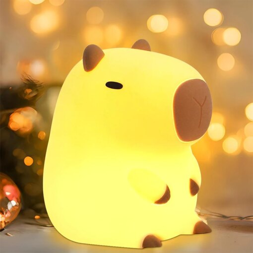 Lampada Notturna Capibara in Silicone per Bambini, Ricaricabile USB