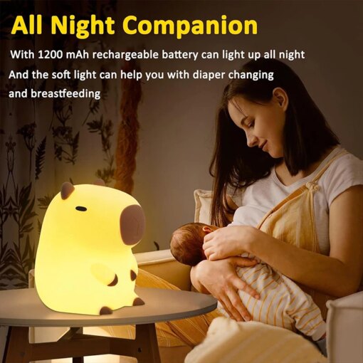 Lampada Notturna Capibara in Silicone per Bambini, Ricaricabile USB - immagine 4
