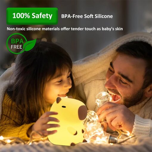Lampada Notturna Capibara in Silicone per Bambini, Ricaricabile USB - immagine 2