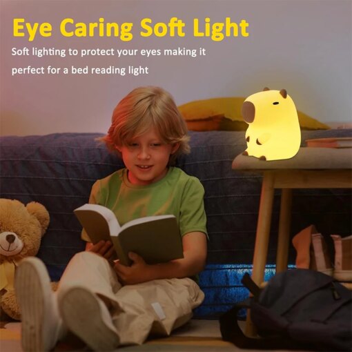Lampada Notturna Capibara in Silicone per Bambini, Ricaricabile USB - immagine 3