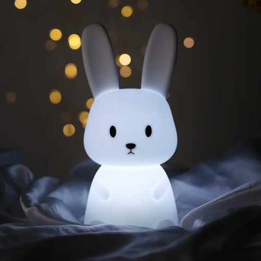 Lampada Notturna LED Silicone Touch Coniglio Balena Gatto Ricaricabile USB - immagine 3