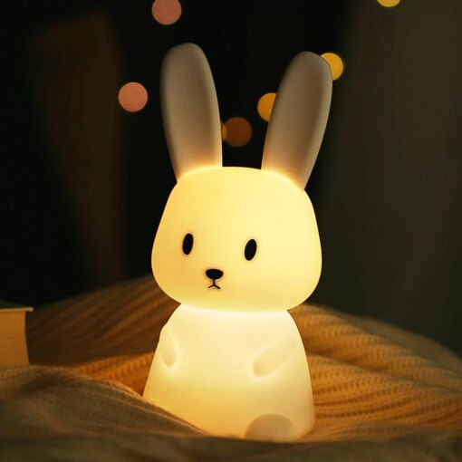 Lampada Notturna LED Silicone Touch Coniglio Balena Gatto Ricaricabile USB