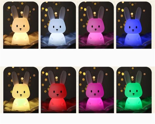 Lampada Notturna LED Silicone Touch Coniglio Balena Gatto Ricaricabile USB - immagine 2