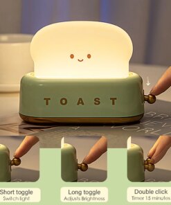 Alternative view of Lampada LED Pane Tostato Kawaii - Luce Notturna Ricaricabile con Timer