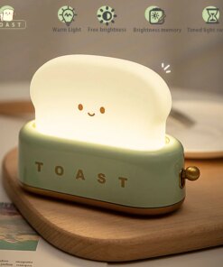 Lampada LED Pane Tostato Kawaii - Luce Notturna Ricaricabile con Timer
