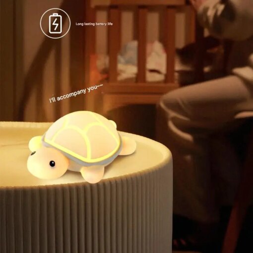 Lampada Tartaruga LED, Luce Notturna Silicone per Bambini, Colorata e Ricaricabile USB - immagine 2
