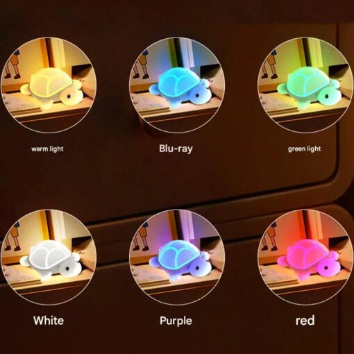 Lampada Tartaruga LED, Luce Notturna Silicone per Bambini, Colorata e Ricaricabile USB - immagine 4