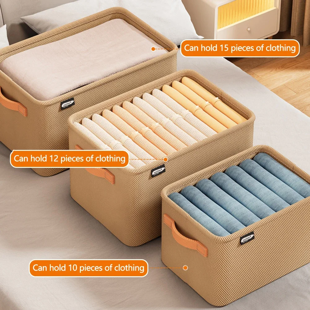 Cabinet Drawer Organizer Versatile Socks Storage Basket with Handle&Steel Frame Thickened Foldable Fabric Household Storage