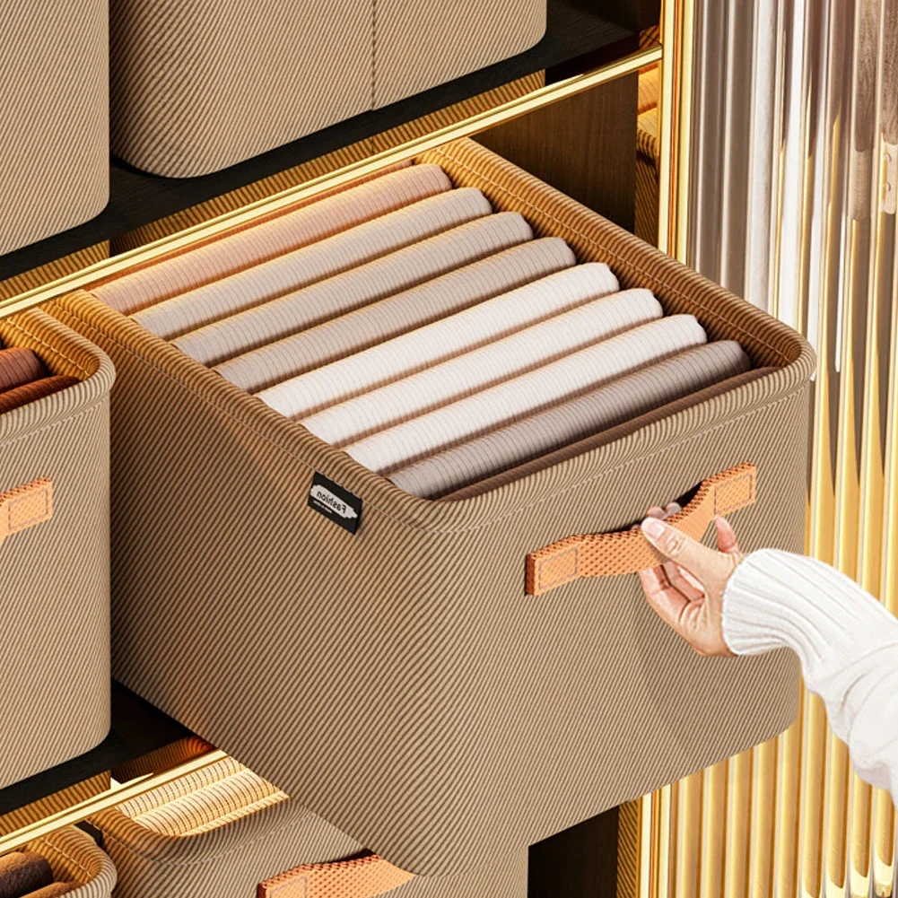 Cabinet Drawer Organizer Versatile Socks Storage Basket with Handle&Steel Frame Thickened Foldable Fabric Household Storage