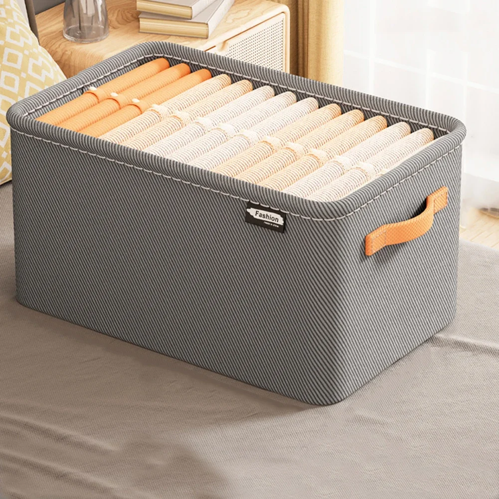 Cabinet Drawer Organizer Versatile Socks Storage Basket with Handle&Steel Frame Thickened Foldable Fabric Household Storage