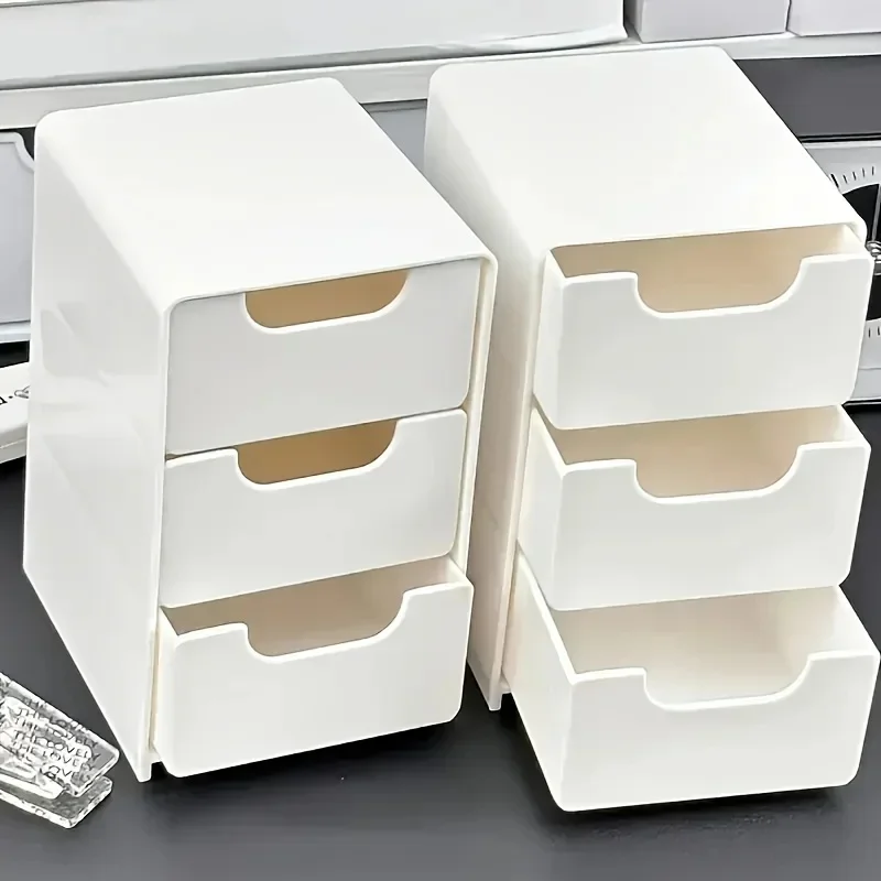 Chic 3-Tier Desk Organizer with Drawers - Ideal for Office Supplies, Jewelry & Cosmetics Storage - Portable Divider Box