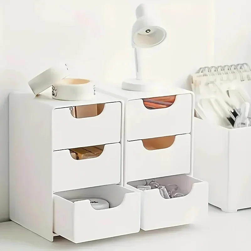 Chic 3-Tier Desk Organizer with Drawers - Ideal for Office Supplies, Jewelry & Cosmetics Storage - Portable Divider Box